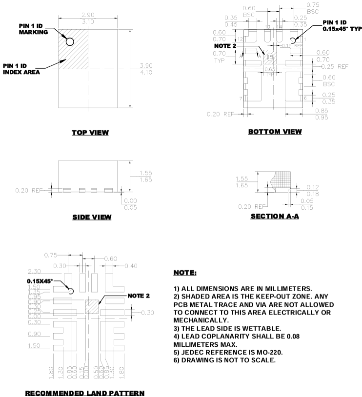 Mechanical Drawing - Monolithic Power Systems (MPS) MPM3806 Synchronous Step-Down Power Modules
