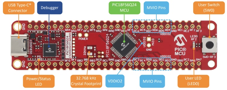 Microchip Technology PIC18F56Q24 Curiosity Nano Evaluation Kit