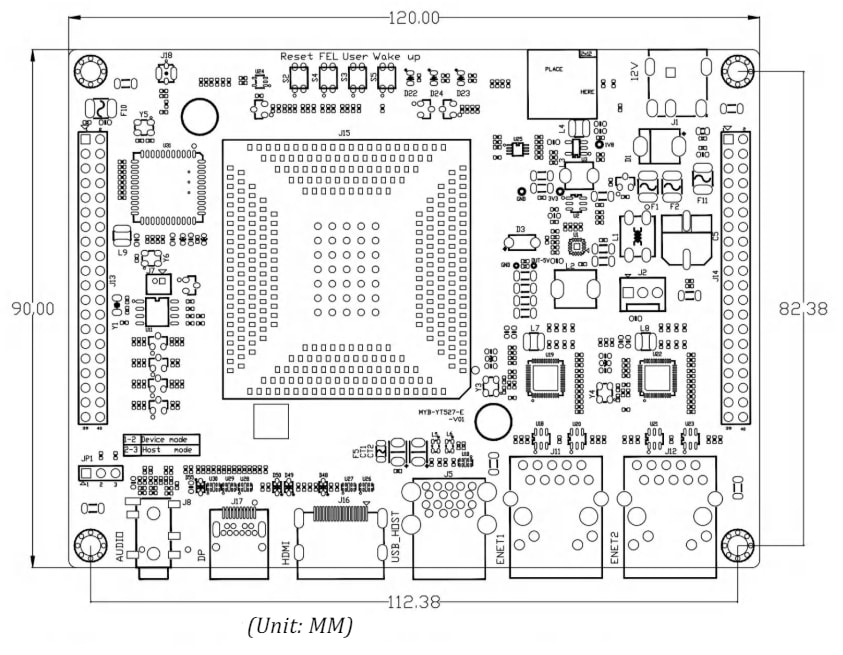 Mechanical Drawing - MYIR MYD-LT527 Development Boards