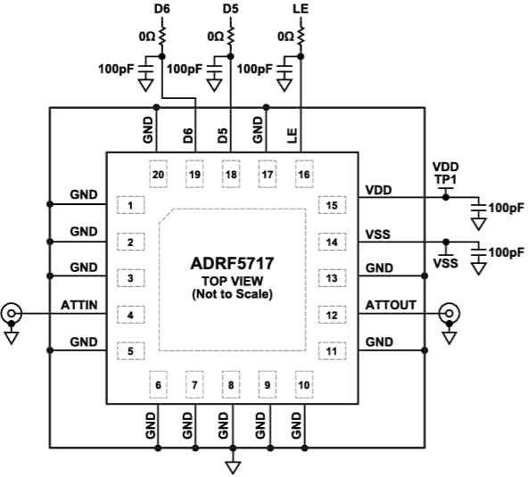 Application Circuit Diagram - Analog Devices Inc. ADRF5717 Silicon Digital Attenuators