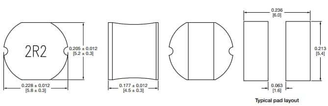 Mechanical Drawing - Vishay / Dale IDCP2218-01 & IDCP3020-01 Ferrite Power Inductors