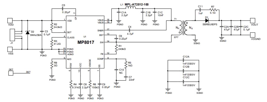 Schematic - Monolithic Power Systems (MPS) EVL8017-L-00B Evaluation Board