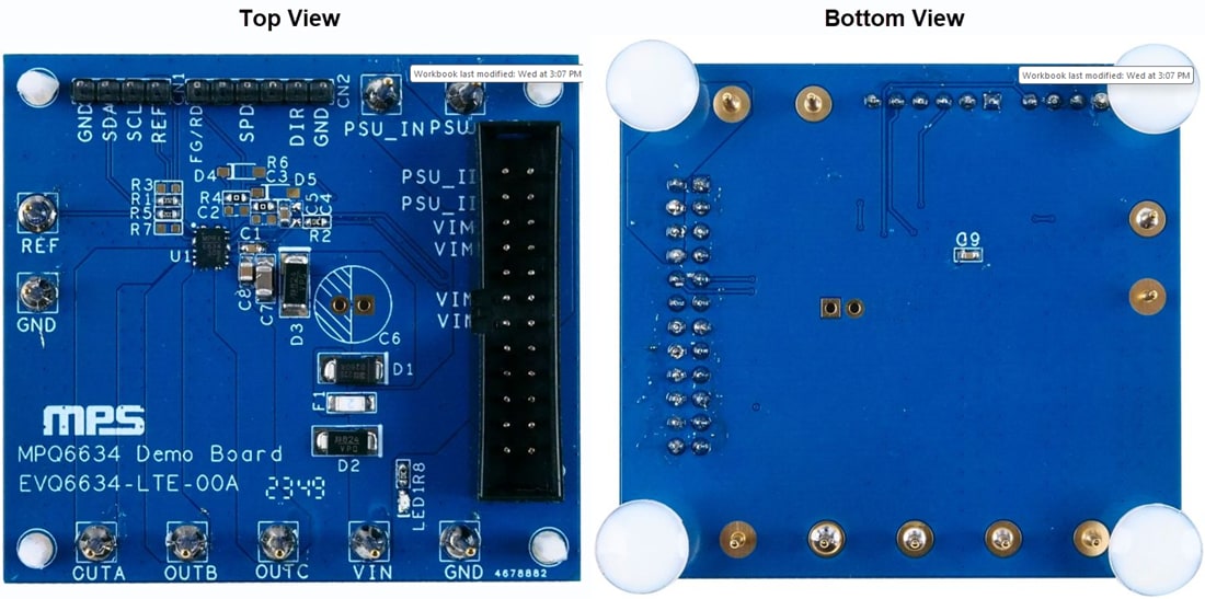 Mechanical Drawing - Monolithic Power Systems (MPS) EVQ6634-LTE-00A Motor Driver Evaluation Board