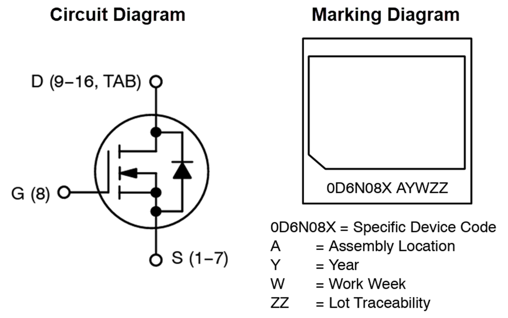 Schematic - onsemi NVBYST0D6N08X 80V N-Channel Power MOSFET