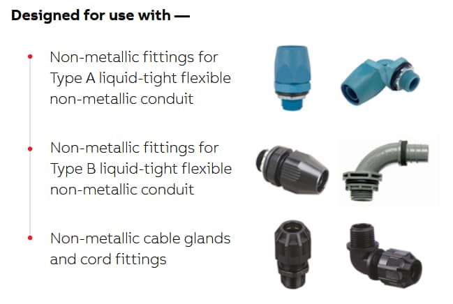 Chart - ABB Installation Products T&B Liquidtight Systems® Non-Metallic Locknuts