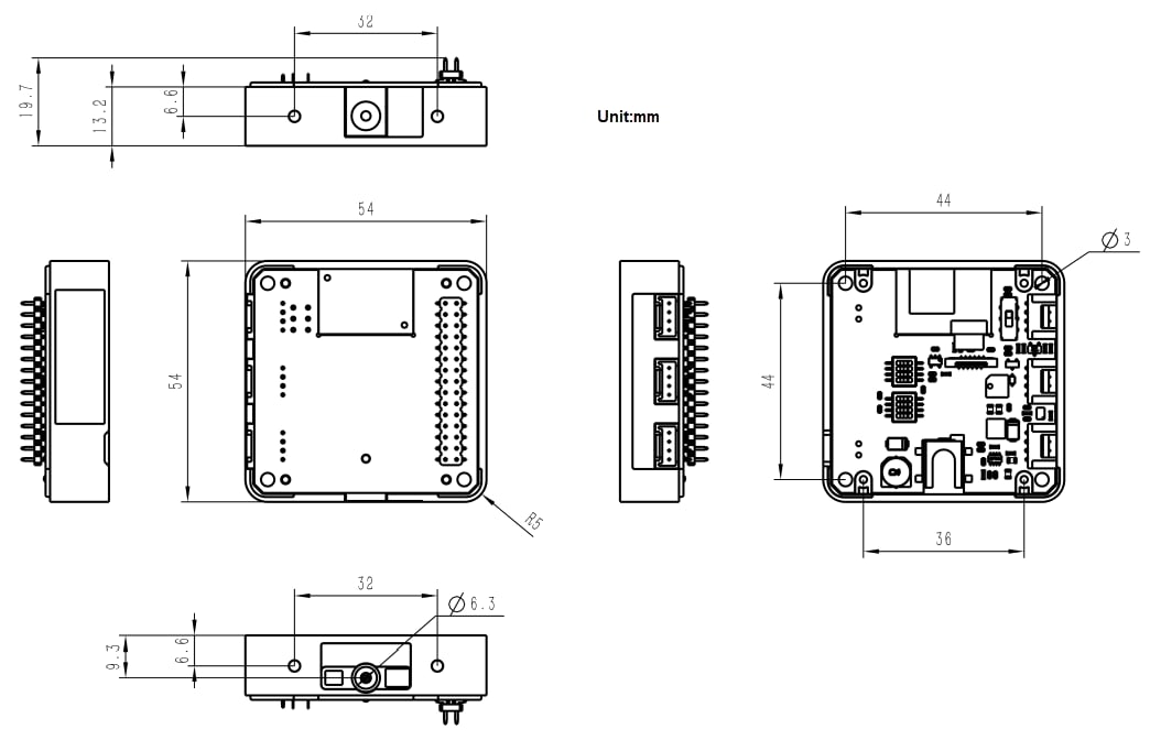 Mechanical Drawing - M5Stack Module13.2 QRCode Scanning Module