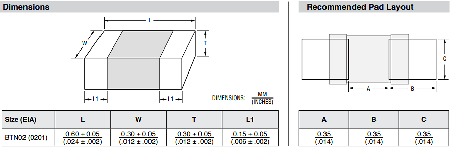 Mechanical Drawing - Bourns BTN02G SMD NTC Thermistors