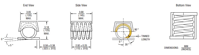 Mechanical Drawing - Bourns AC3630R Air Coil Inductors
