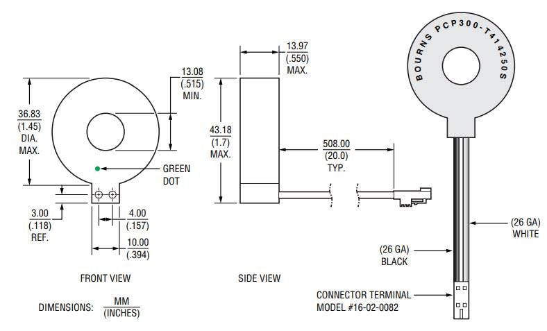 Mechanical Drawing - Bourns PCP300-T414250S Current Transformers