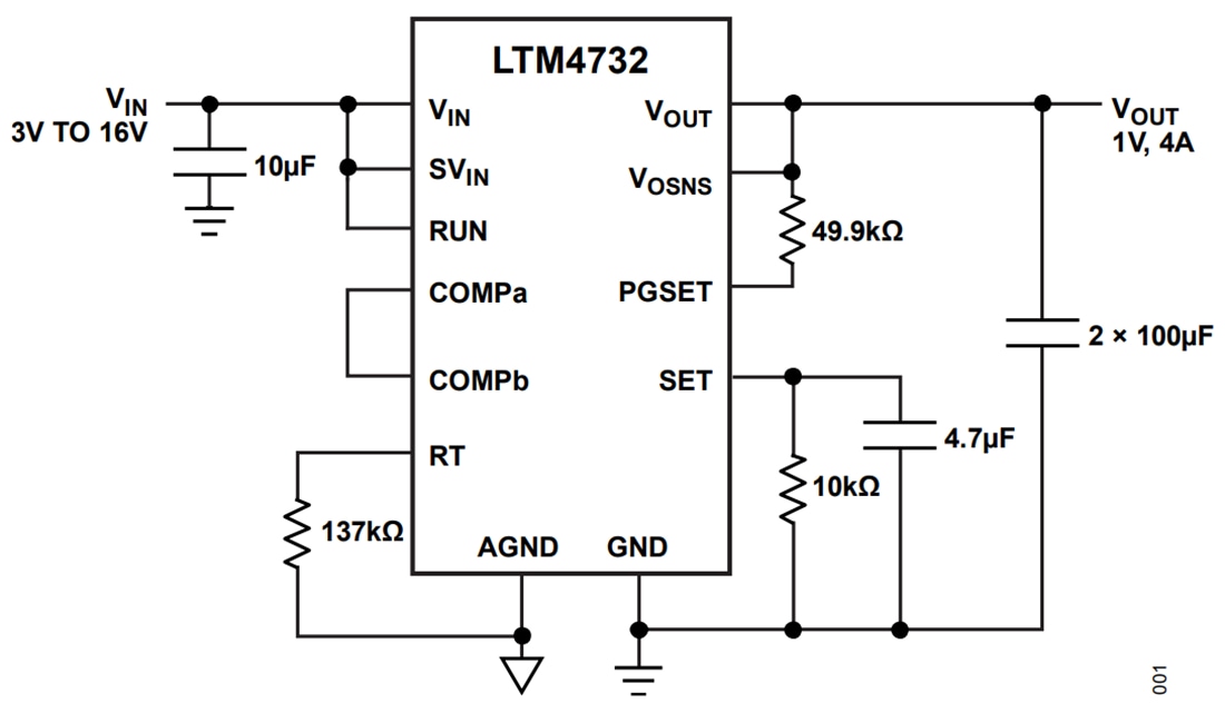 Application Circuit Diagram - Analog Devices Inc. LTM4732 Step-Down μModule® Regulators