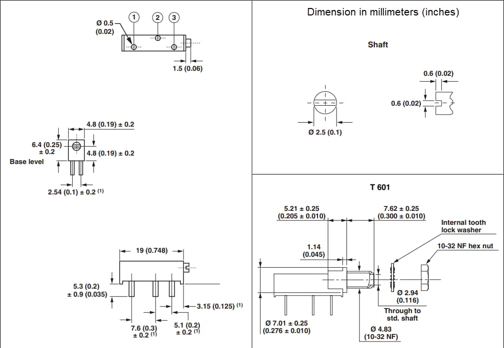 Mechanical Drawing - Vishay / Spectrol 43 Series 3/4
