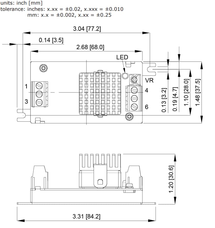 Mechanical Drawing - CUI Inc DQC30 DC-DC Converters