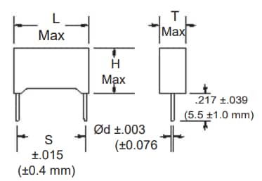 Mechanical Drawing - Cornell Dubilier / Knowles 168 Series Metallized Polyester Capacitors