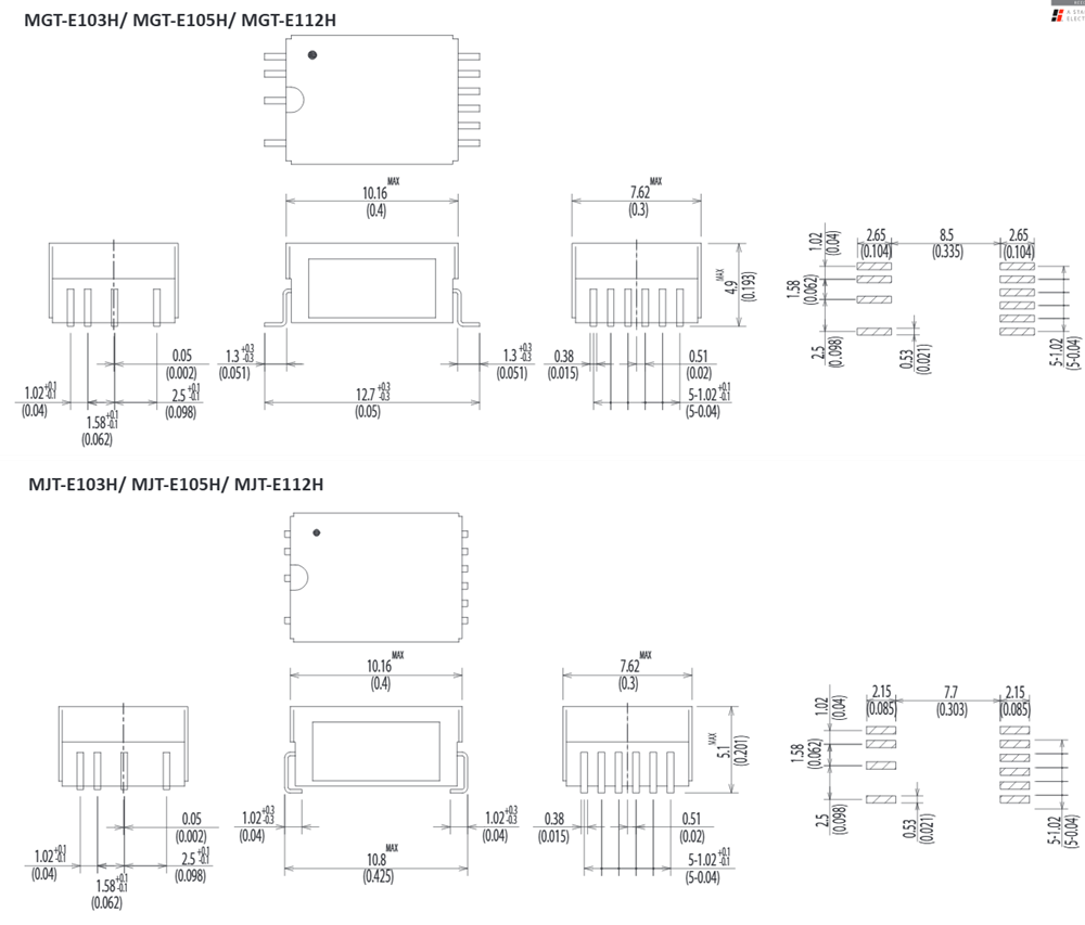 Mechanical Drawing - Standex Electronics Sanyu MT Reed Relays