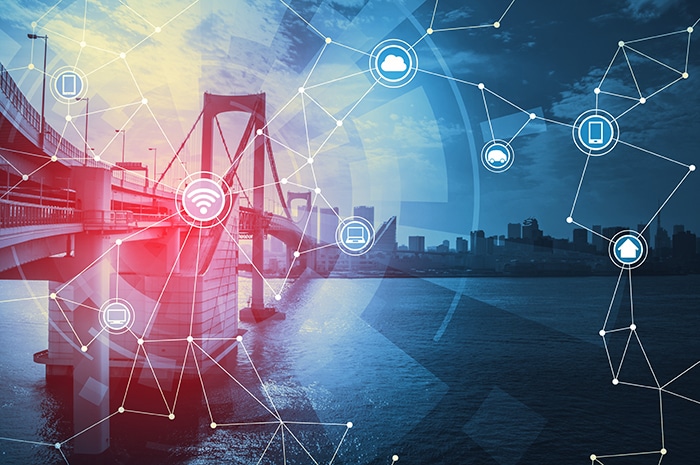 Smart city and Internet of Things concept.